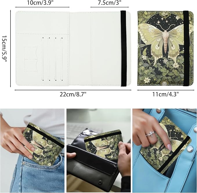 Luna Moth Passport Holder for Women and Men PU Leather Passport Cover for Travel - Image 5