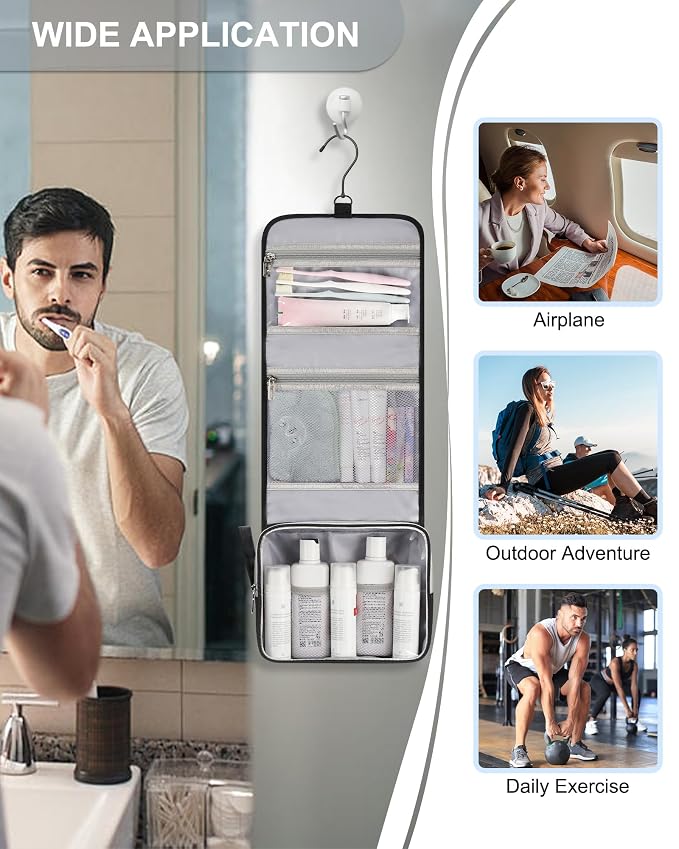 Small Hanging Toiletry Bag for Men and Women, Portable Hanging Organizer for - Image 7