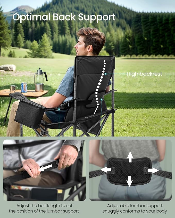 SONGMICS Oversized Lumbar Support Camping Chair, Heavy-Duty Outdoor Folding - Image 5