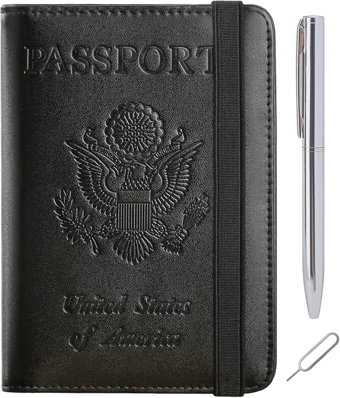 Passport Holder Cover Wallet Travel Essentials RFID Blocking Leather Card Case by PASCACOO