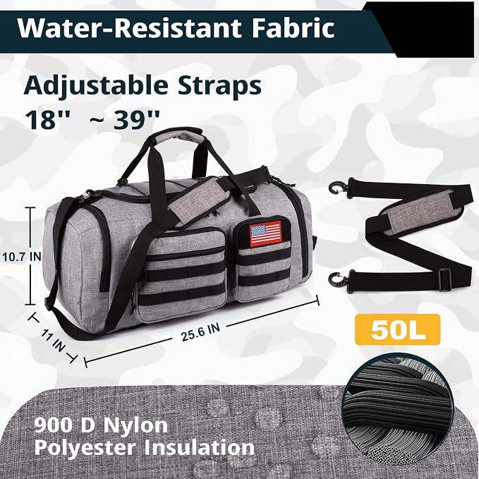 Tactical Gym Bag for Men，50L Large 3 in 1 Sports Duffle Bag - Image 4