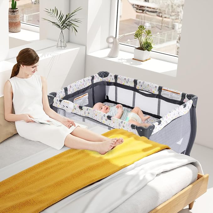 HONEY JOY Pack and Play, 3 in 1 Portable Baby Playard - Image 3