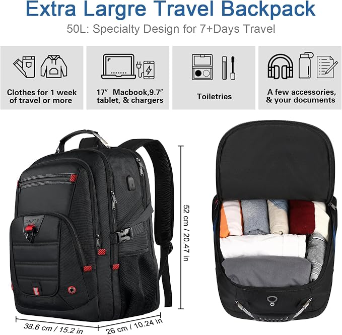 Z-MGKISS Extra Large Backpack for Men, Gaming Laptop Travel Bag Fits 18.4-19" - Image 3