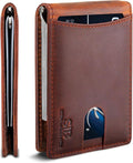SERMAN BRANDS RFID Blocking Slim Bifold Genuine Leather Minimalist Front Pocket by SERMANBRANDS