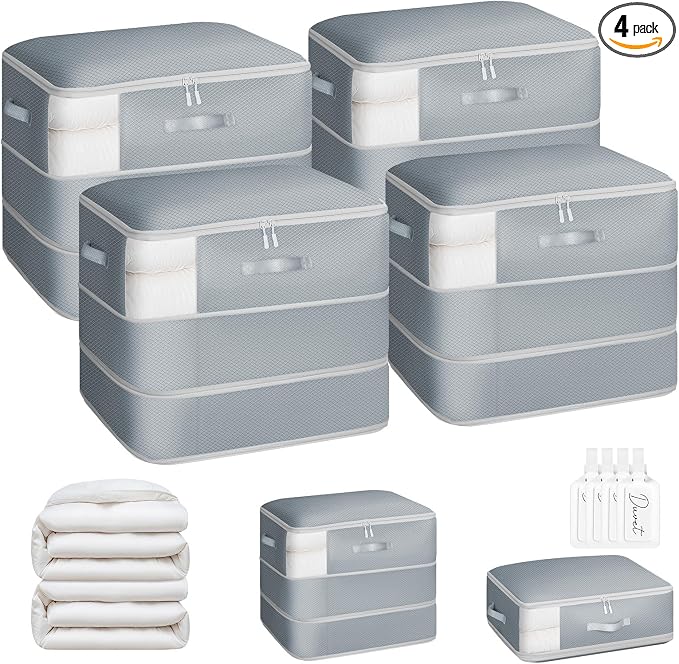 4 Pack Compression Storage Bags - 110L Large Capacity Comforter Storage Bag by Homsorout