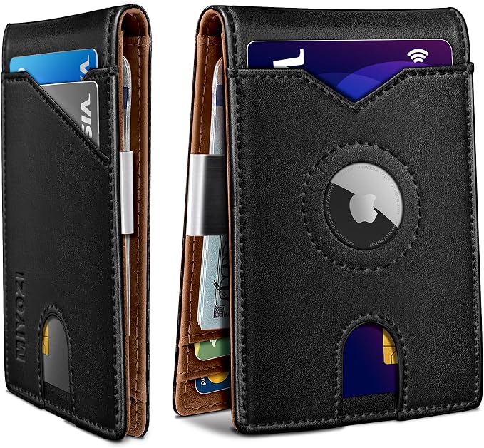 Airtag Wallet for Men, with Money Clip 11 Cards Slim Front Pocket Leather RFID by Miyozi