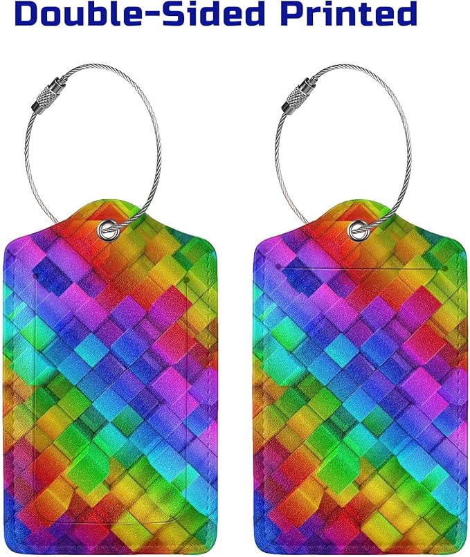 2 Pcs Colorful Geometric Luggage Tags - Image 4