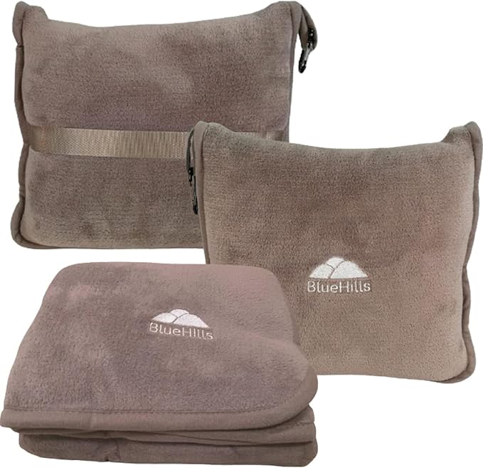 BlueHills Premium Soft Travel Blanket Pillow Airplane Flight Blanket Throw in by BlueHills
