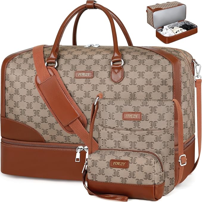 Weekender Bag for Women, Travel Duffel Bag Carry On Overnight Bag by ITIEZY