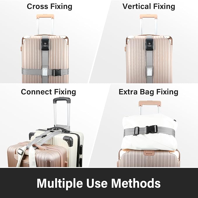 Luggage Straps, 2 Pack Adjustable Heavy Duty Cross Suitcase Straps - Image 6