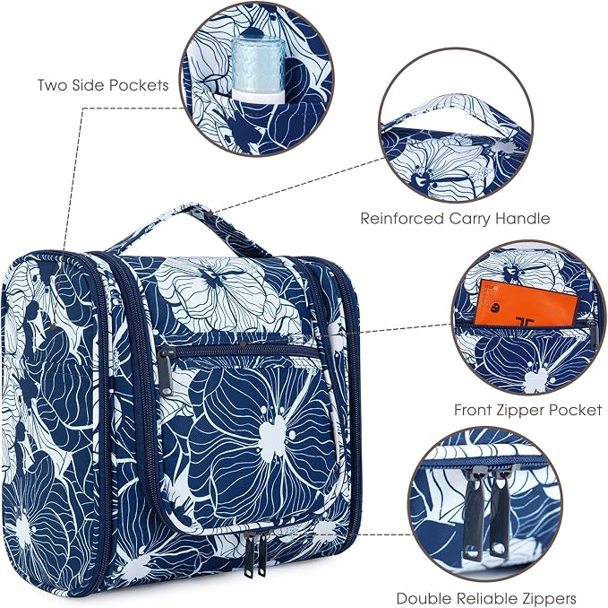 Narwey Hanging Toiletry Bag for Women Travel Makeup Bag Organizer Toiletries - Image 3
