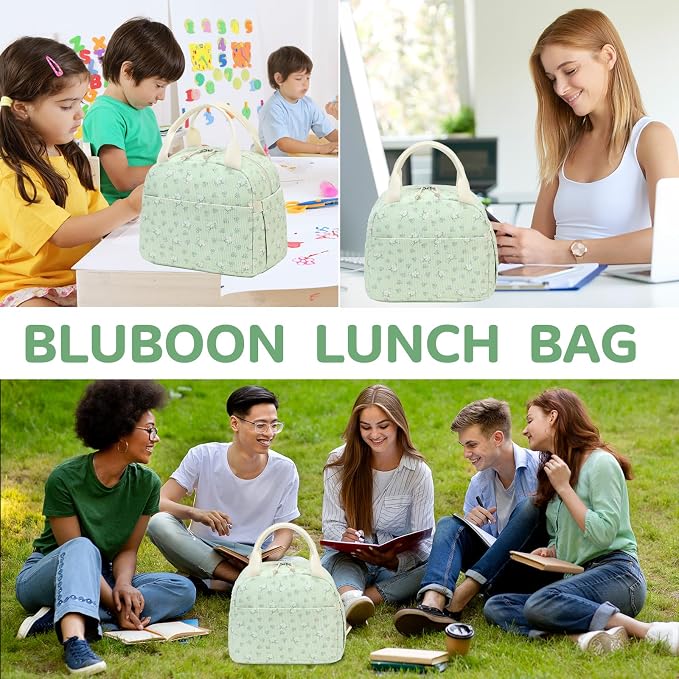 Bluboon Lunch Bag for Women Men Cute Corduroy Lunch Tote Bags Reusable - Image 5