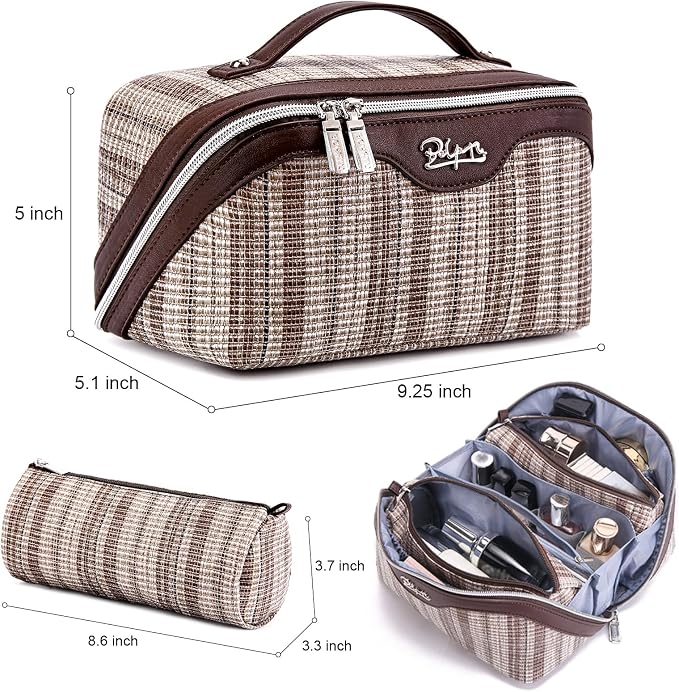 Travel Makeup Bag for Women: Large Capacity Open Flat Make up Bag Set of 3 - Image 2