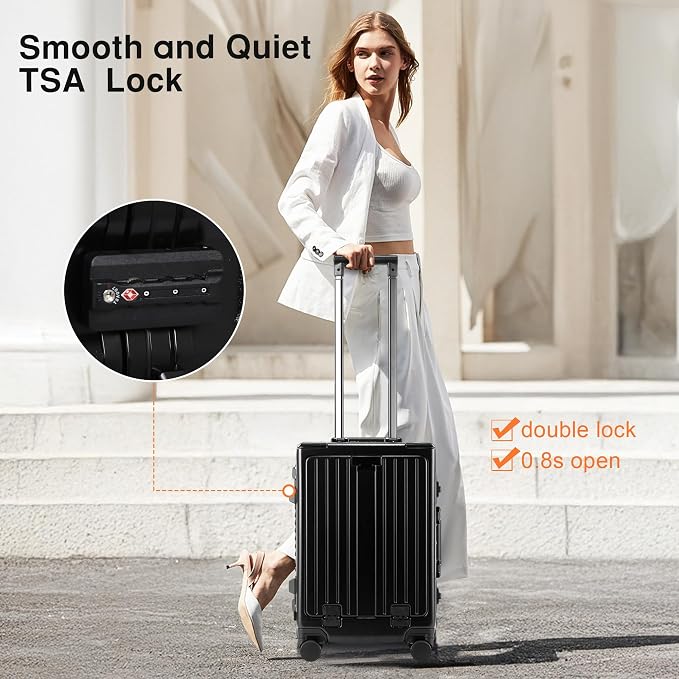 24 Inch Check-In Luggage Aluminum Frame Zipperless Luggage, Hard Shell Suitcase - Image 3