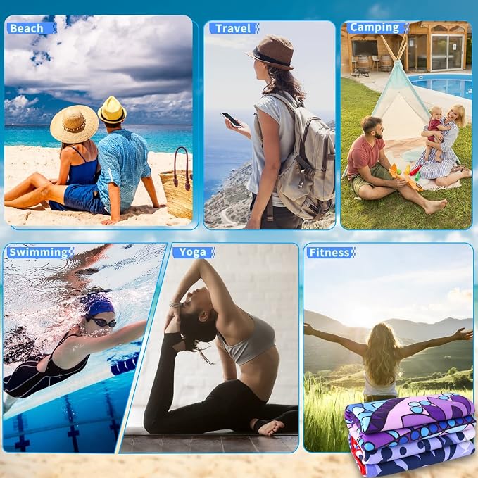2 Pack Microfiber Oversized Lightweight Beach Towel 71"x32" XL Extra Large Thin - Image 7