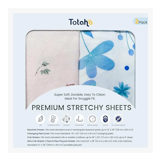 TotAha Premium Stretchy Pack N Play Playard Sheets | Mini Crib by TotAha%7CUnitedStates