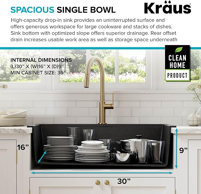 KRAUS Bellucci Workstation 33" Single Bowl Granite Kitchen Sink in Metallic - Image 9