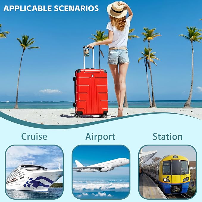 2 Pack Cute Luggage Tag for Suitcases Summer Beach Leather Luggage Tags - Image 4