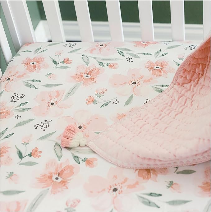 Crane Baby Floral Crib Sheets, 100% Cotton, Breathable Baby Bedding - Image 7