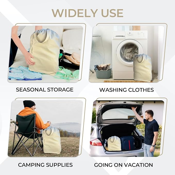 SET of 2-100% Cotton Laundry Bags Extra Large Heavy Duty, Canvas Laundry Bag - Image 4