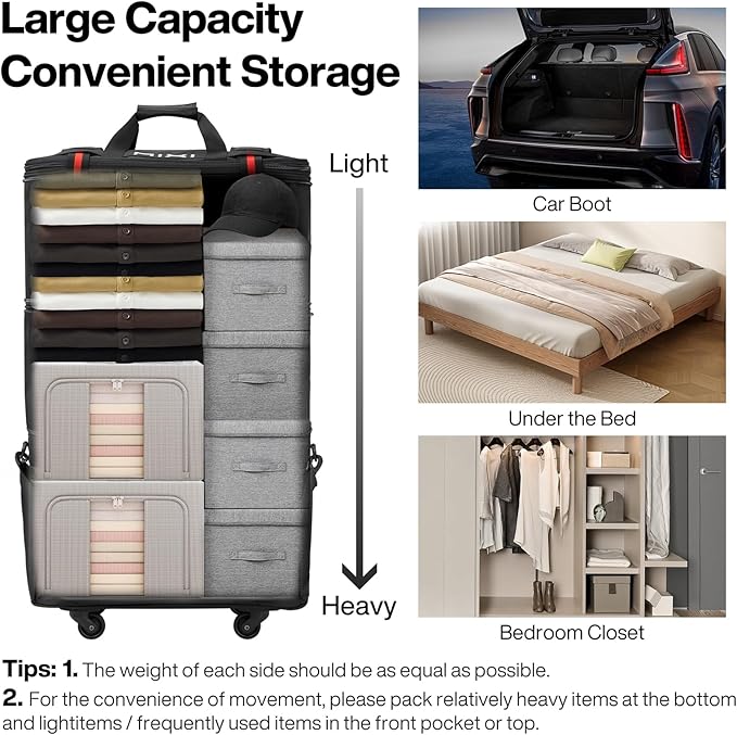 mixi Travel Bag with Wheels Expandable Foldable Luggage Bag Collapsible Rolling - Image 6