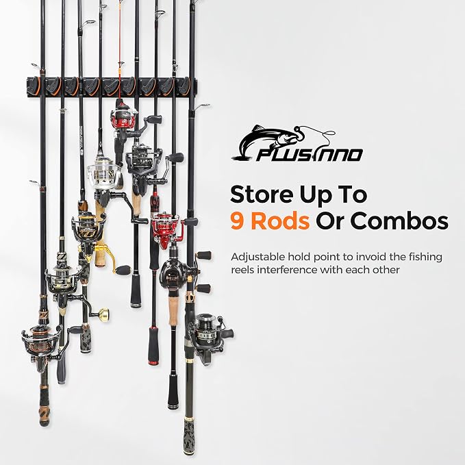 PLUSINNO V9 Vertical Fishing Rod Holders, Wall Mounted Fishing Pole Holders - Image 2