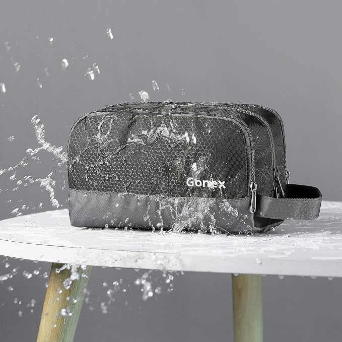 Gonex Travel Toiletry Bag Nylon, Dopp Kit Shaving Bag Toiletry Organizer Gray - Image 2