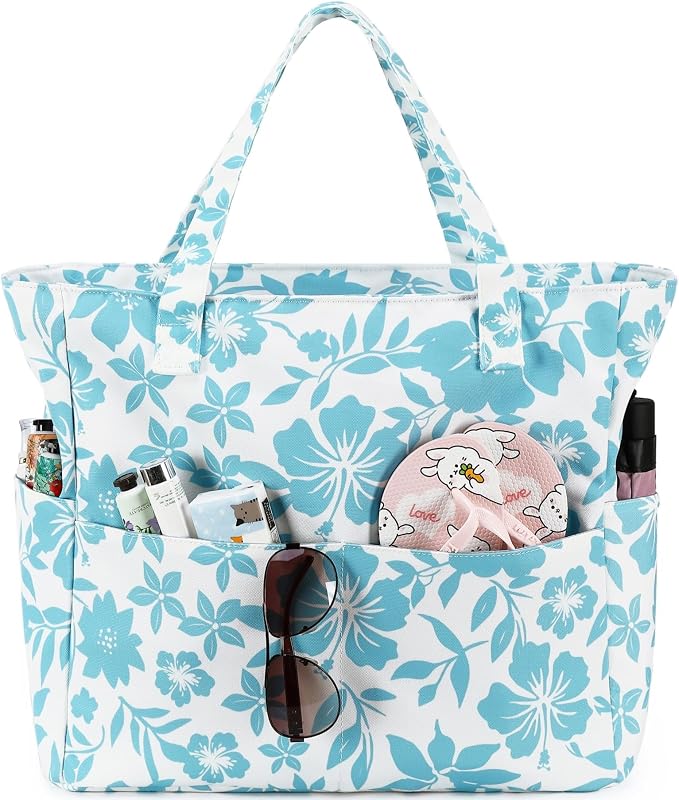 LEDAOU Large Beach Tote Bag Women Waterproof Sandproof Zipper Beach Tote Bag - Image 9