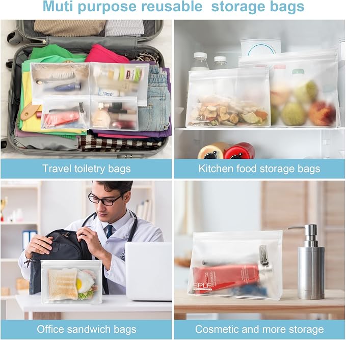 SPLF 4 Pack Leakproof Clear Toiletry bags, TSA Approved Quart Size Zipper Bags - Image 7