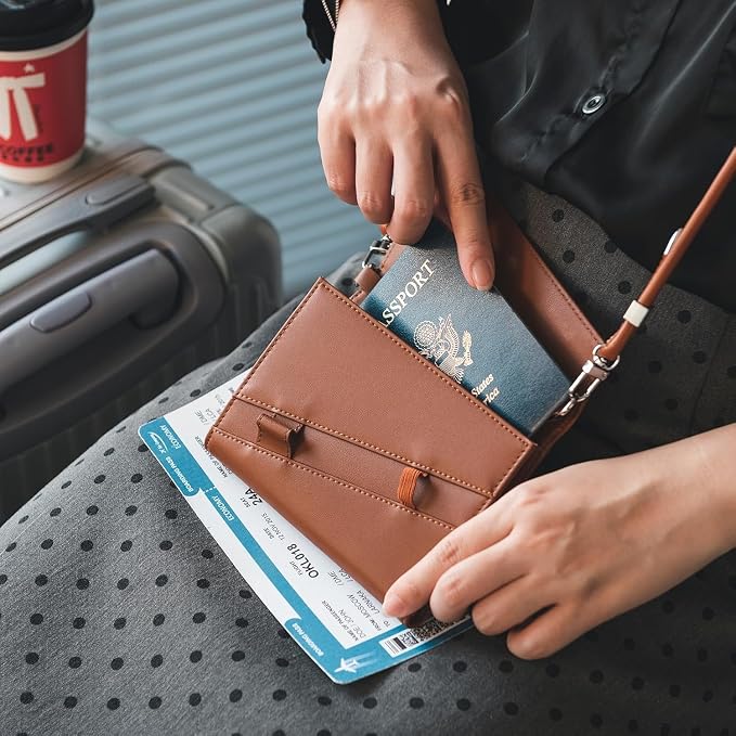 Real Leather Wallet RFID Blocking Passport Holder - Image 7