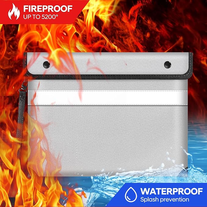 Fire Proof Bag For Documents, 5200°F Heat Insulated Fire Proof Pouch - Image 2