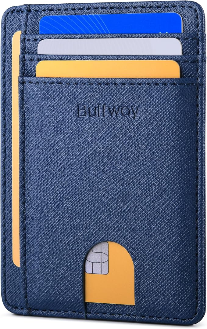 Buffway Slim Minimalist Front Pocket RFID Blocking Leather Wallets by Buffway