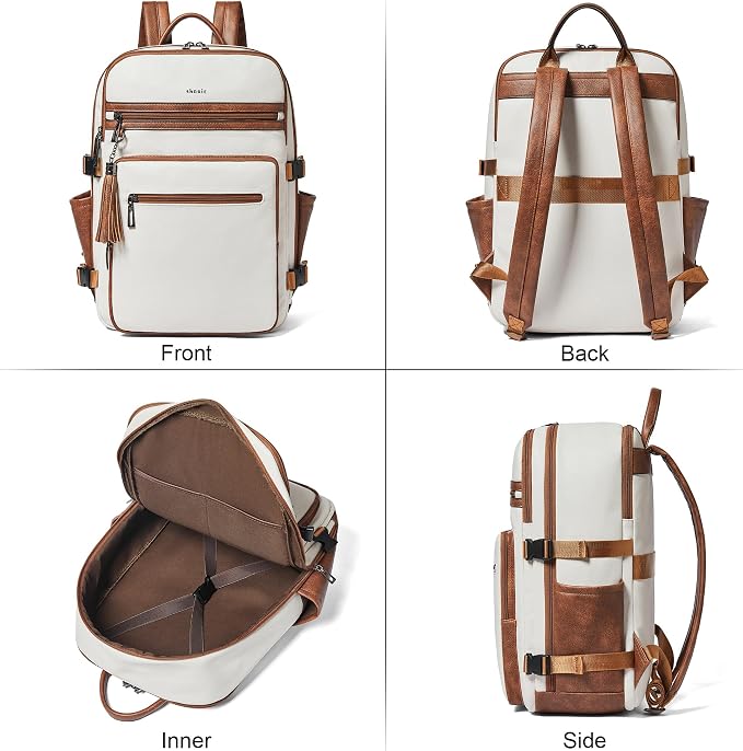 Shrrie Laptop Backpack for Women, Vegan Leather Backpack Work Computer - Image 7