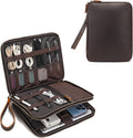 LANNSYNE Full Grain Leather Travel Cable Accessories Bag, Electronic Organizer by LANNSYNE