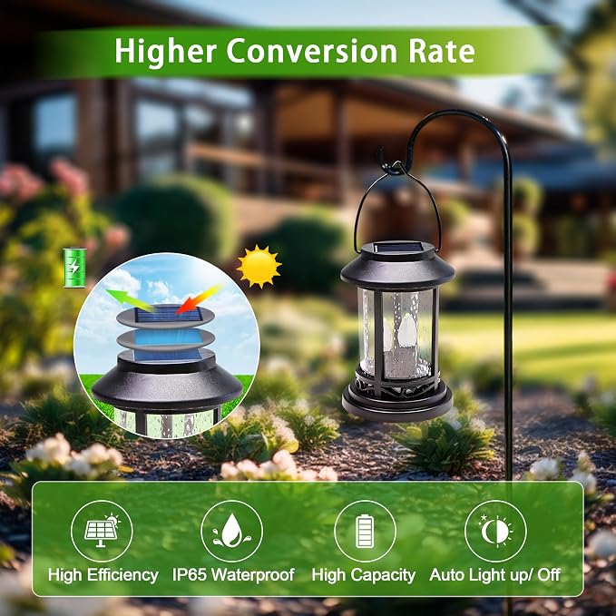 Beautyard Outdoor Solar Candles Lights Flickering Decorative Lantern Stake - Image 5