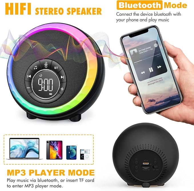 White Noise Sound Machine for Sleep, 30 Soothing Sounds, 8 RGB Dimmable Night - Image 3