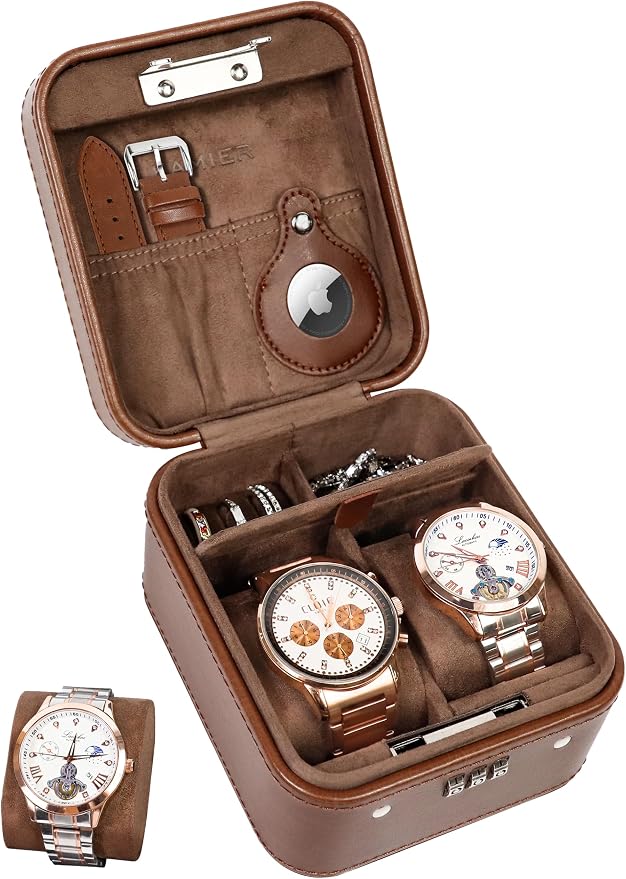 KAMIER Watch Travel Case with Combination Lock by KAMIER