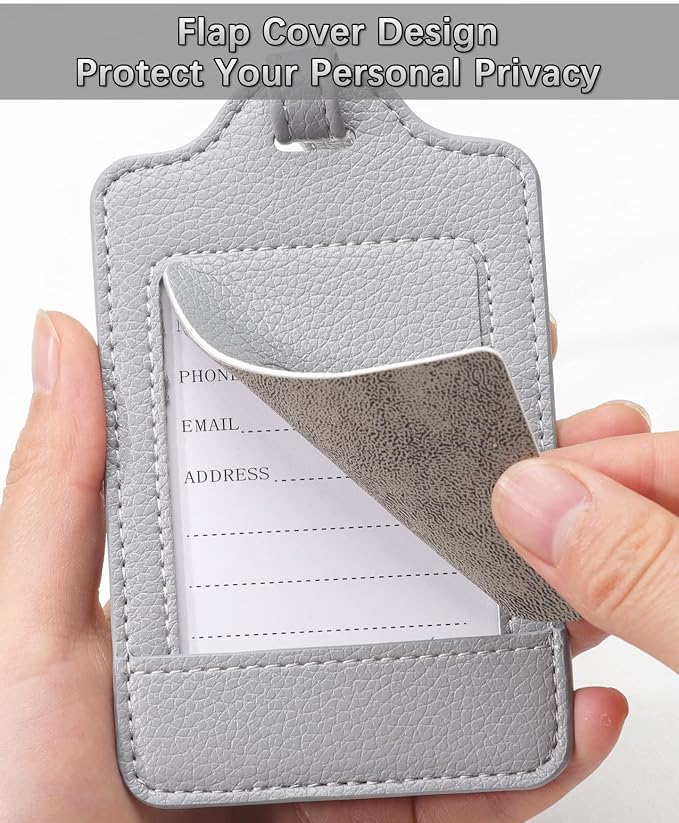 Teskyer Luggage Tags, 3 Pack Premium PU Leather Luggage Tags - Image 4