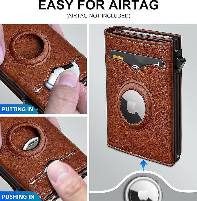 Airtag Wallet for Men, with Cash Pocket 2 ID Window 9-12 Cards, Metal Case - Image 3