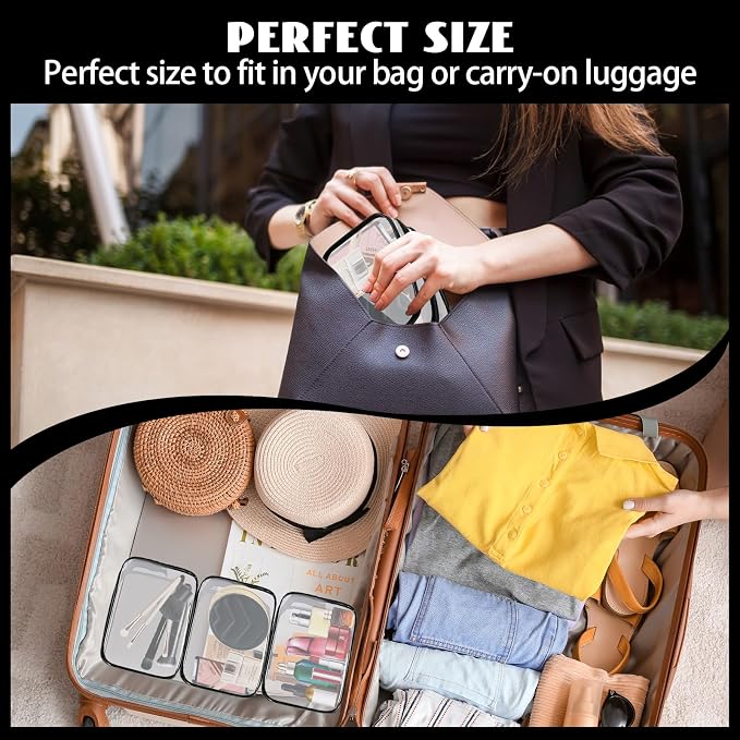 16 Pieces Clear Cosmetic Bags PVC Clear Makeup Bags TSA Approved Toiletry Bag - Image 7