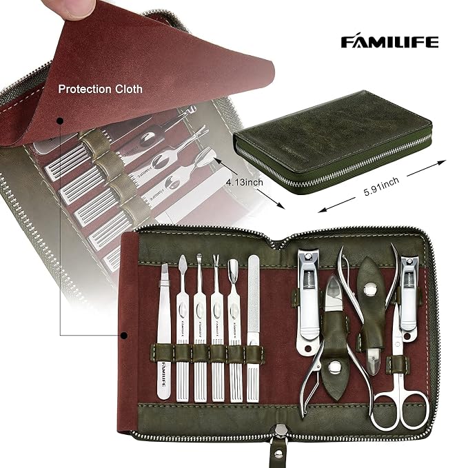 FAMILIFE Manicure Set, Professional Manicure Kit Nail Clippers Set 11 in 1 - Image 4