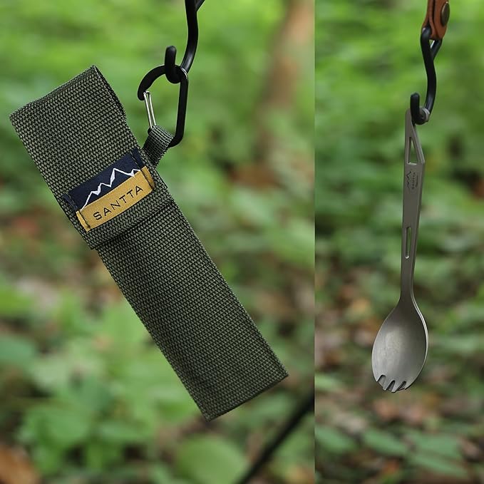 SANTTA Titanium 3-in-1 Camping Spork, Fork & Bottle Opener Combo Utensil - Image 6