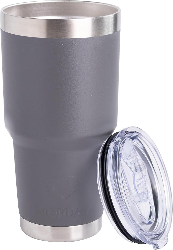 NORDAY | Tumbler with Lid - 30oz - Grey Insulated Tumbler - Stainless Steel by Norday
