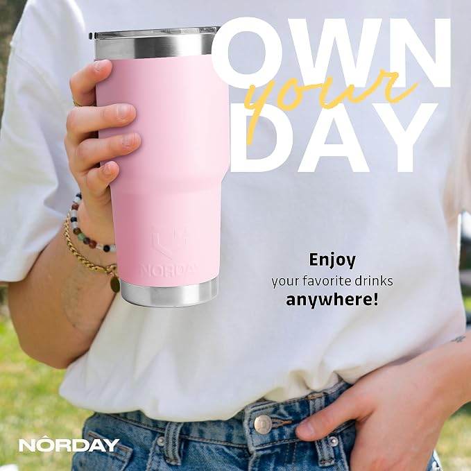 NORDAY | Tumbler with Lid - 30oz - Light Pink Insulated Tumbler - Stainless - Image 5
