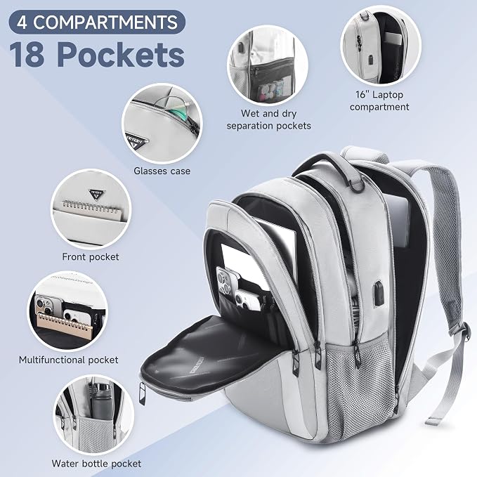 Multipocket TSA Travel Laptop Backpack - Image 2