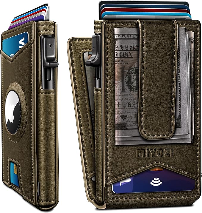 Airtag Wallet for Men, with Money Clip Gift Boxed, Slim Front Pocket Wallet by Miyozi