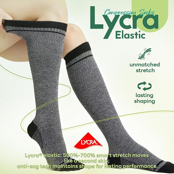 Mens Compression Socks for Men Women, 15-20 mmHg Bamboo Viscose Knee High Soft - Image 4