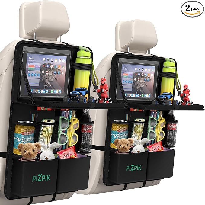 Car Backseat Organizer with Tablet Holder, 11 Storage Pockets with Foldable by Plzpik