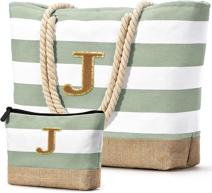 Becokan Beach Bag Initial Beach Tote by BecokanBeachBagSpecialist