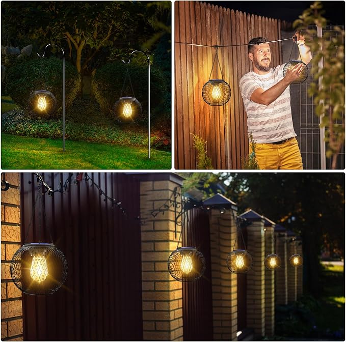 UBright Solar Lanterns Lights Outdoor Waterproof Metal Hanging Solar Powered - Image 7